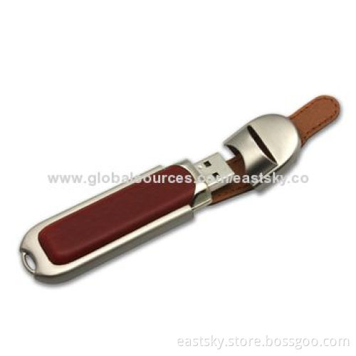 Leather Promotional USB Drive, Logo Imprinting and Advertisement Data Preloading are Welcome
